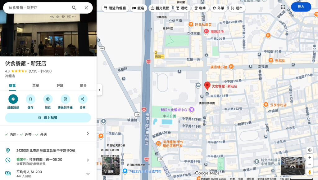 伙食餐館地圖資訊