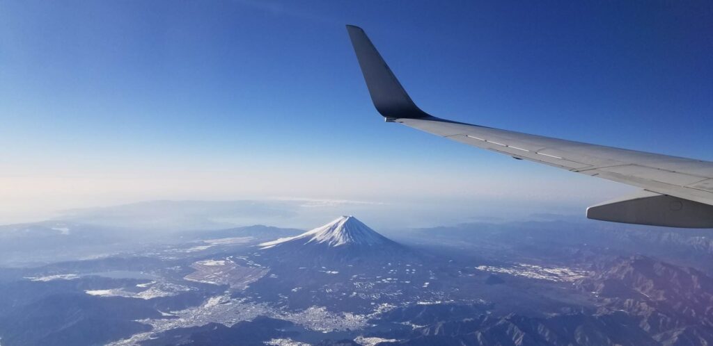 飛機上看富士山
